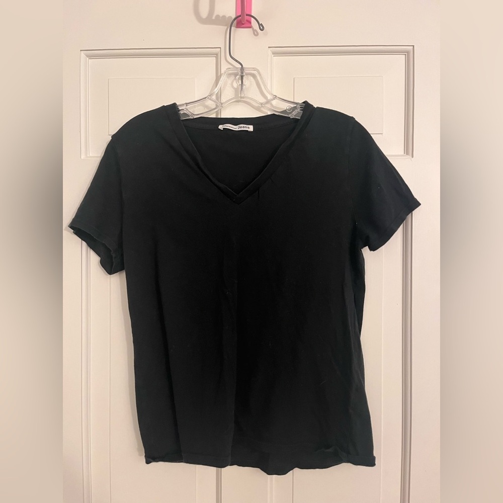 Reformation Jeans V-Neck Tee Black Extra Small